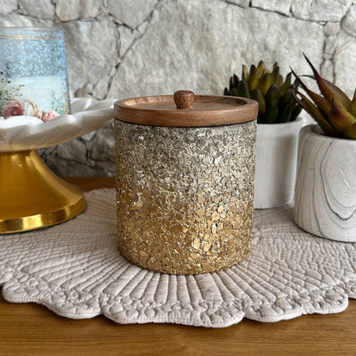 Crinkle Glass Jar With Airtight Wooden Lid