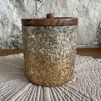 Crinkle Glass Jar With Airtight Wooden Lid