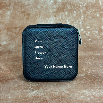 Personalized Jewellery Box (Black)- Birth Flower