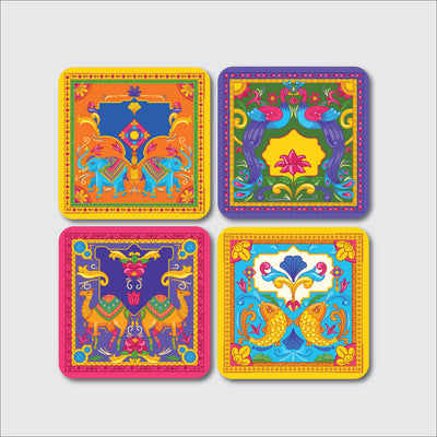 India Theme Coasters - Set of 4