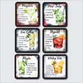 Classic Cocktail Recipe Coaster - Set of 6