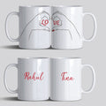 Customized Couple Heart Hands Mug Set of 2