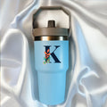 Flower Initial Vacuum Insulated Tumbler With Straw