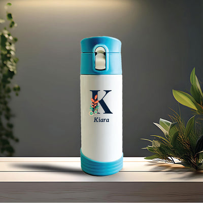 Flower Initial & Name Insulated SS Water Bottle