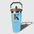 Flower Initial Vacuum Insulated Tumbler With Straw