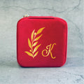 Personalized Velvet Jewellery Box - Leaf Initial