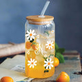 Glass Tumbler- Daisy Print Initial