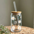 Glass Tumbler- Daisy Print Initial