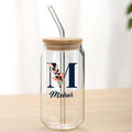 Glass Tumbler Floral Initial and Name