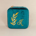 Personalized Velvet Jewellery Box - Leaf Initial