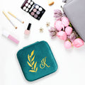 Personalized Velvet Jewellery Box - Leaf Initial