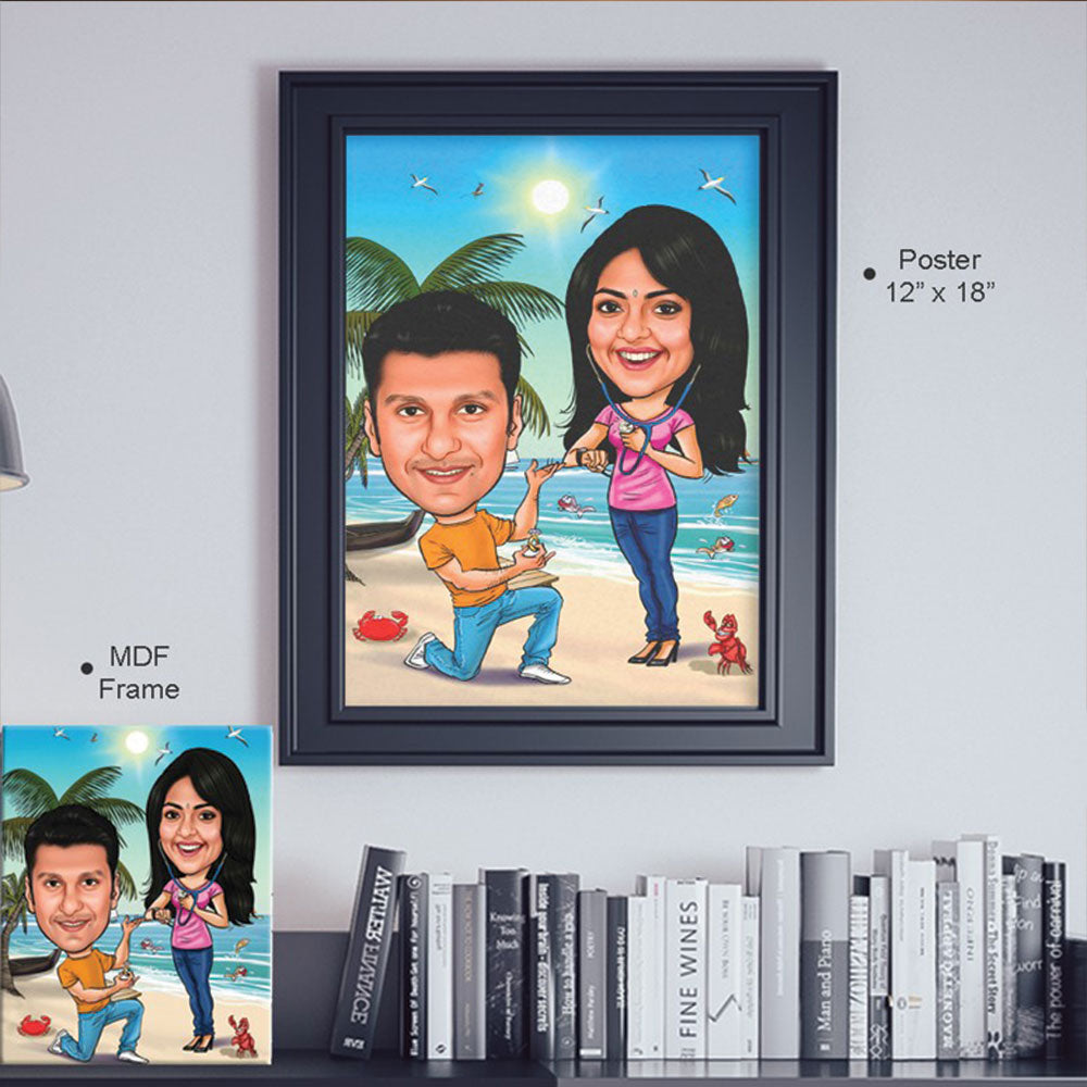 Personalised Shopping Couple Caricature Online Gift - Presto